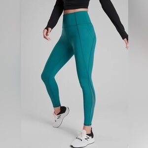 Athleta Teal Lightning 7/8 Tight Yoga Fitness Pant #488372 size XS